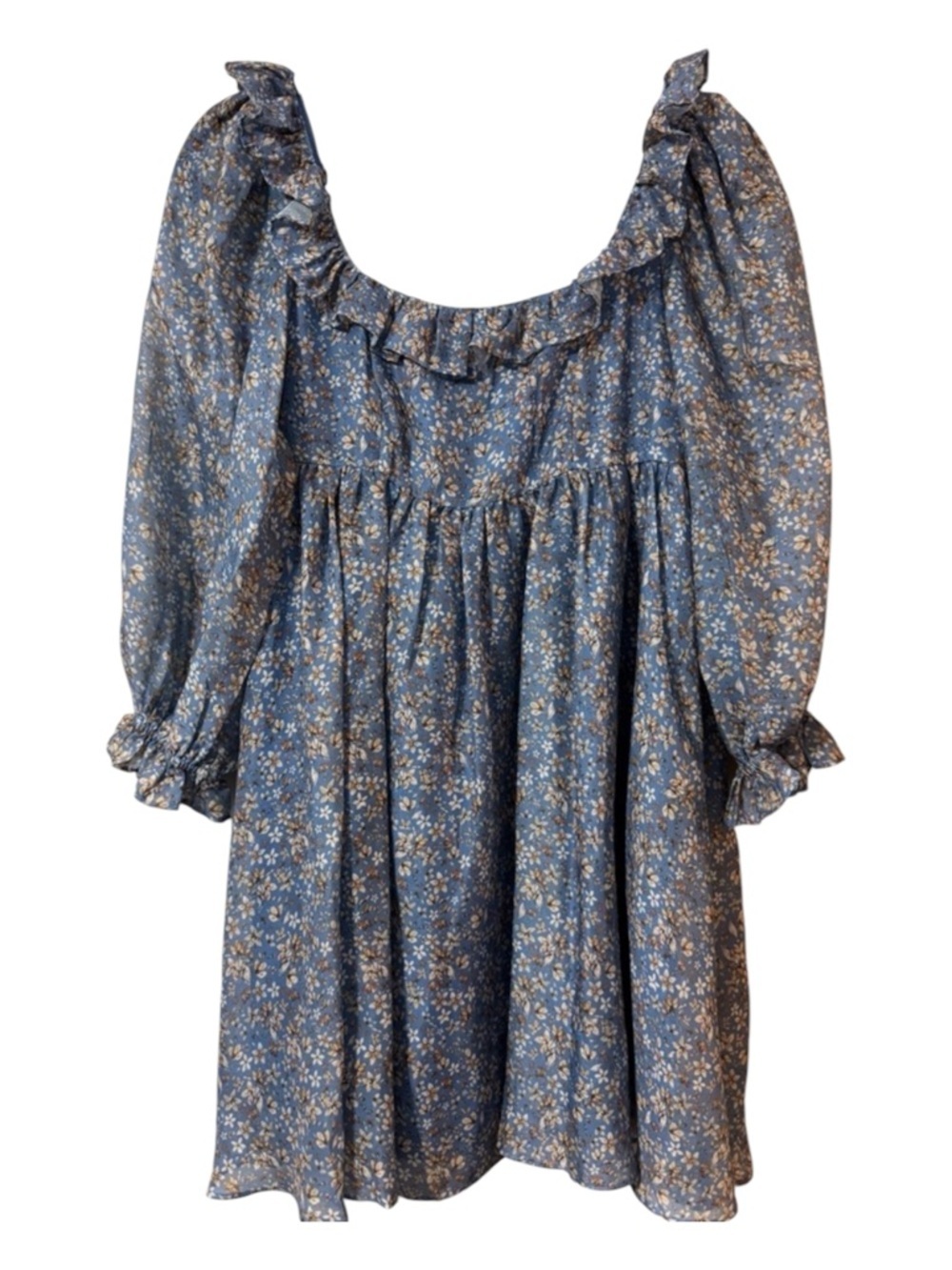 Moxi Boutique Tinsley Blue Floral Babydoll Dress Size S NWT Ruffle